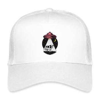 UFO light beam on cow - Kids’ Trucker Cap - white - Front
