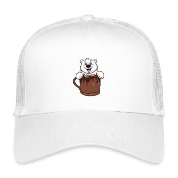 Ours polaire ludique avec tasse de chocolat - Casquette trucker enfant - blanc - Devant