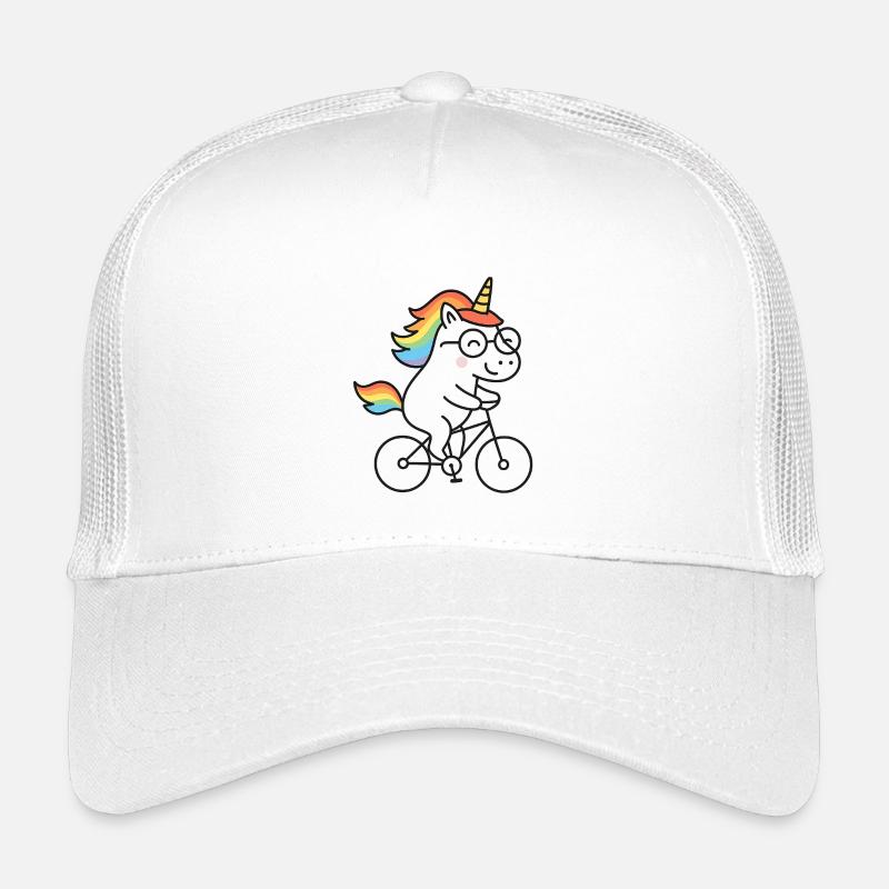 Regenbogen-Einhorn auf Fahrrad - Kinder Trucker-Cap - Weiß