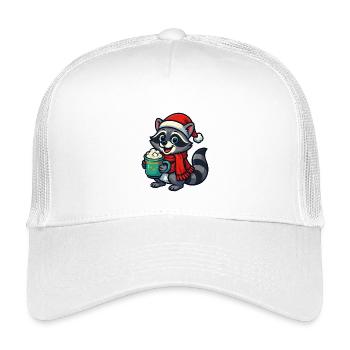 Weihnachts Waschbär mit Kakao - Kinder Trucker-Cap - Weiß - Vorne