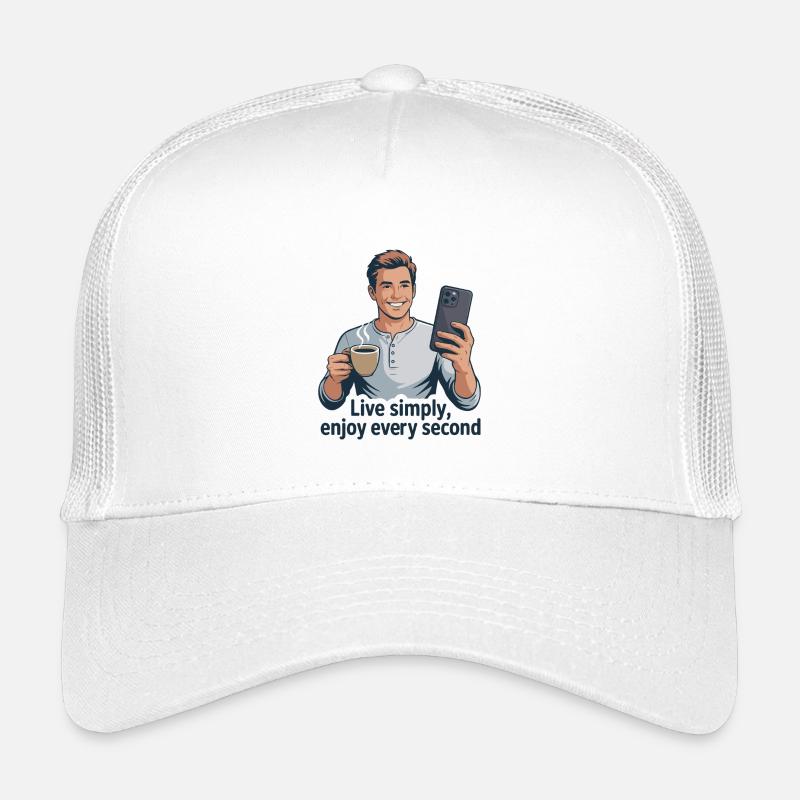 Live Einfach Kaffee Selfie Illustration Kinder Trucker-Cap