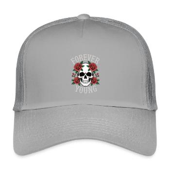 Forever Young Skull Rosen - Kinder Trucker-Cap - Hellgrau - Vorne
