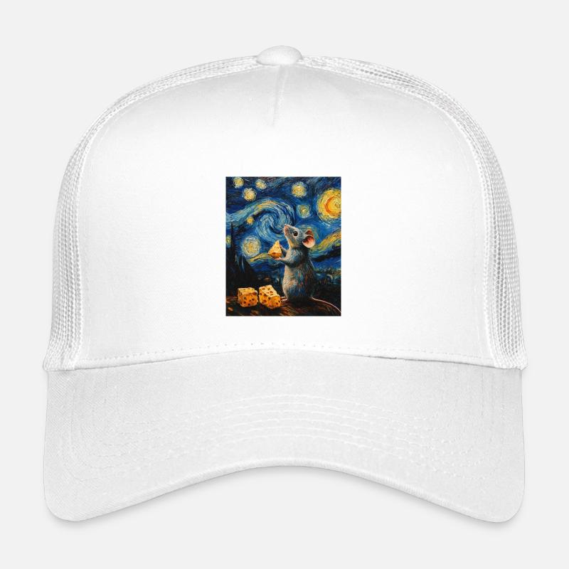 Mouse Eats Cheese Van Gogh Style Starry Night Kids’ Trucker Cap