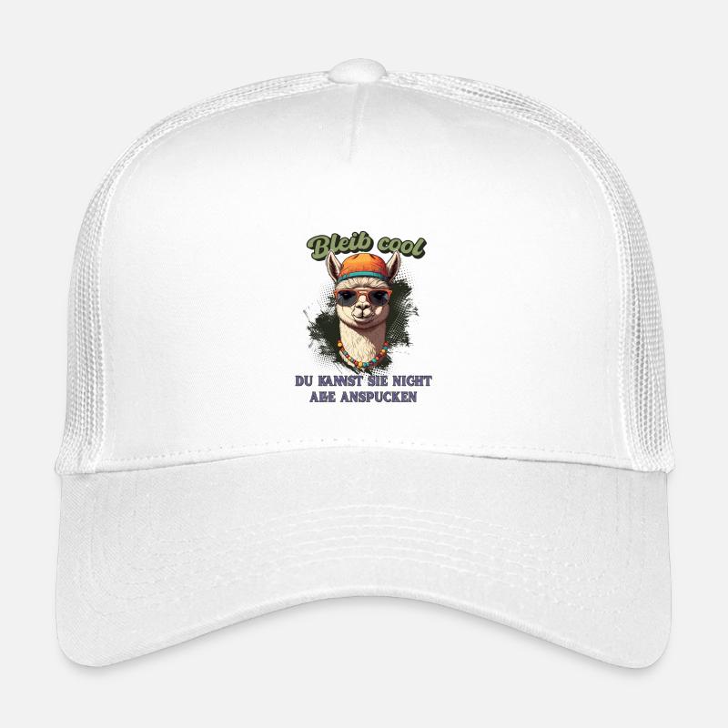 Lama Spruch – Bleib cool, lustiges Fun Shirt - Kinder Trucker-Cap - Weiß