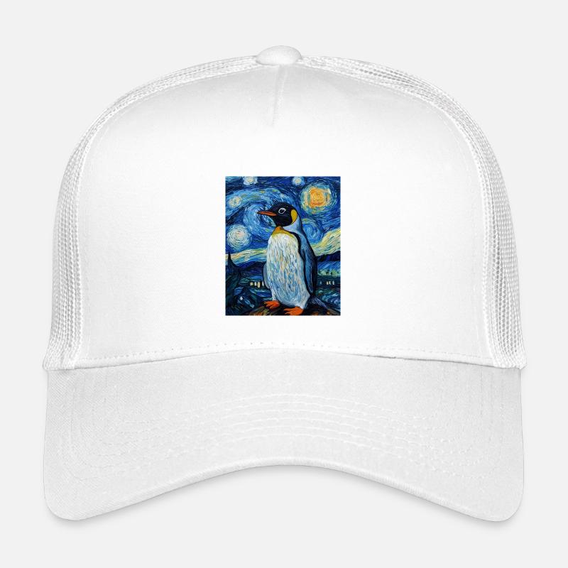Penguin Bird Van Gogh Style Starry Night Kids’ Trucker Cap