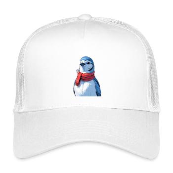 Winter Bird with Red Scarf - Kids’ Trucker Cap - white - Front