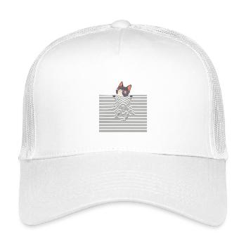Curious Cat – Funny Optical Line Art - Kinder Trucker-Cap - Weiß - Vorne