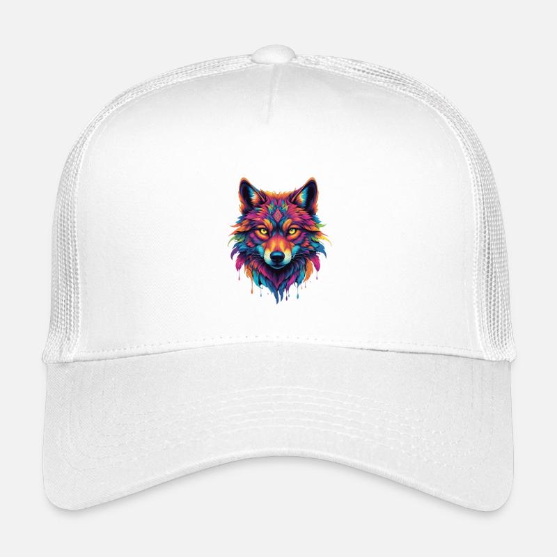 Bunter Wolf Kopf - Kinder Trucker-Cap - Weiß