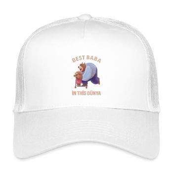 Best Baba - Türk Baba Vatertag Bär Design - Kinder Trucker-Cap - Weiß - Vorne
