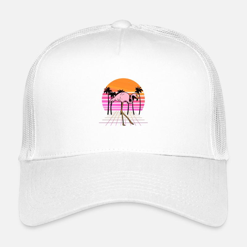 Flamingo Neon Sunset Retro Kids’ Trucker Cap
