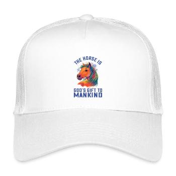 Buntes Pferdeillustration im Aquarell  Pferde Fan - Kinder Trucker-Cap - Weiß - Vorne
