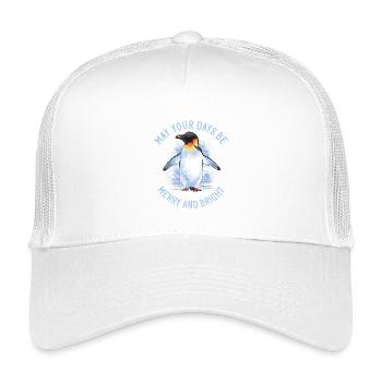 Que vos journées soient joyeuses – Pingouin empereur - Casquette trucker enfant - blanc - Devant