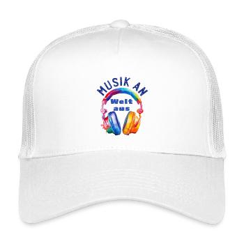 Music On - World Off - Casque - Cadeau Musicien - Casquette trucker enfant - blanc - Devant