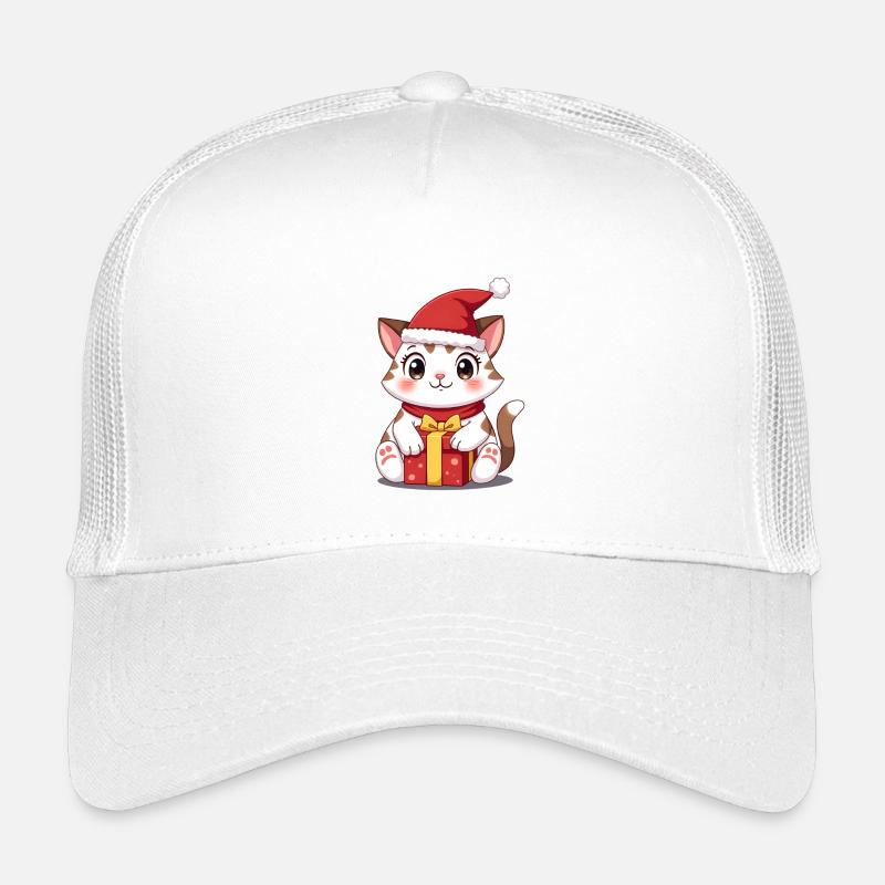 Süße Katze Weihnachten mit Präsent - Kinder Trucker-Cap - Weiß