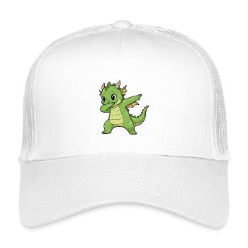 Lustiger Drache Dab Cartoon Design - Kinder Trucker-Cap - Weiß - Vorne