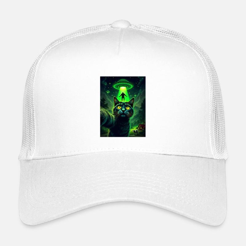 Neon-UFO Katze im Mondlicht Kinder Trucker-Cap