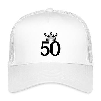 50 mit Krone – Stilvolles Jubiläumsdesign - Kinder Trucker-Cap - Weiß - Vorne