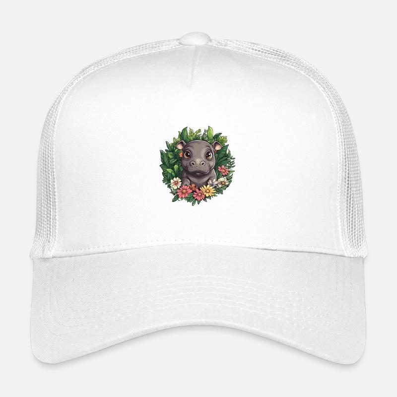 Nilpferd im Blumengarten Kinder Trucker-Cap