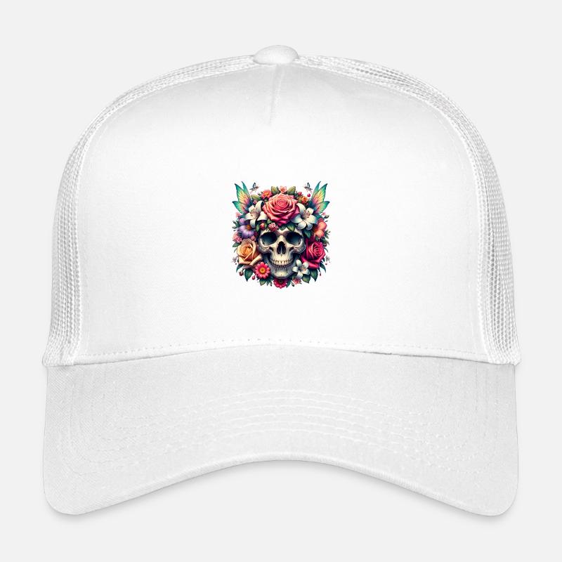 Flowers Skull Beauty Bloom Kids’ Trucker Cap