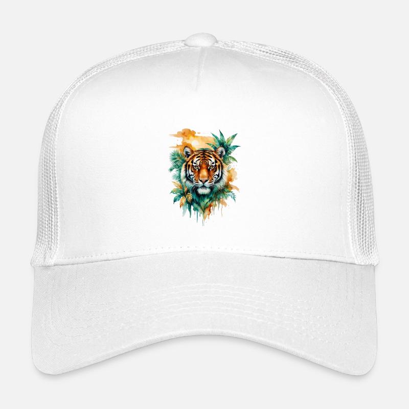 Wasserfarbener Tiger im Dschungel - Kinder Trucker-Cap - Weiß