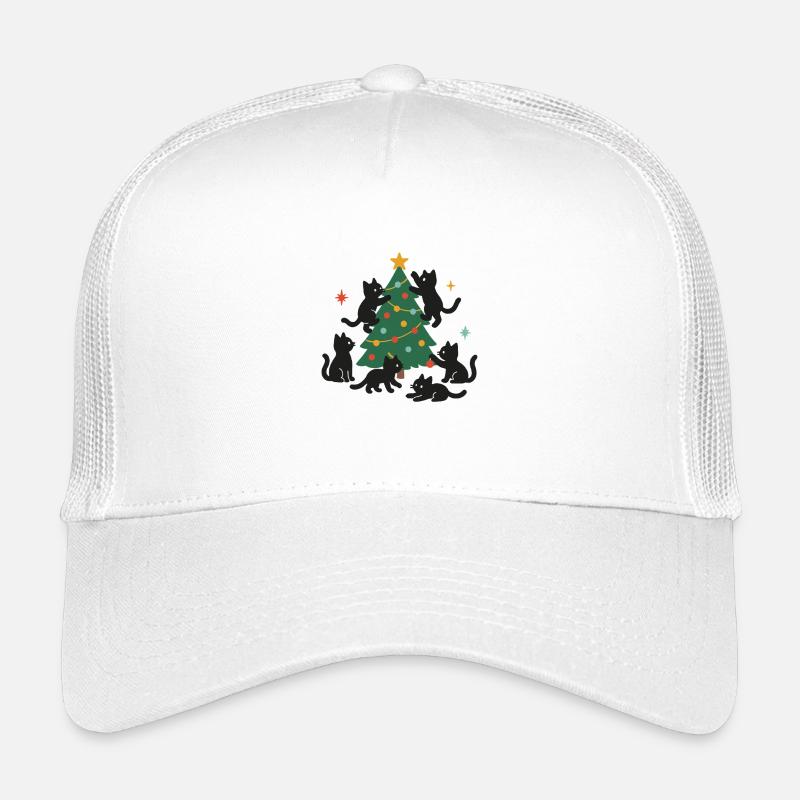 Funny Christmas Cats With Decorated Xmas Tree Kids’ Trucker Cap