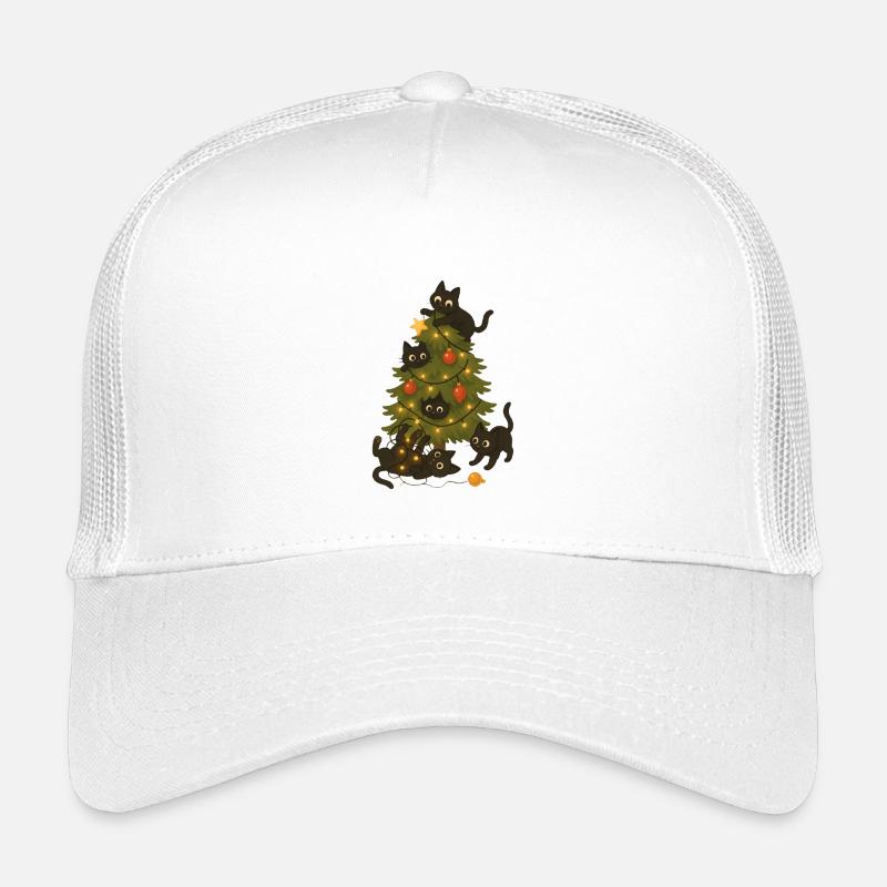 Drôles de chats jouant autour de l’arbre de Noël Casquette trucker enfant