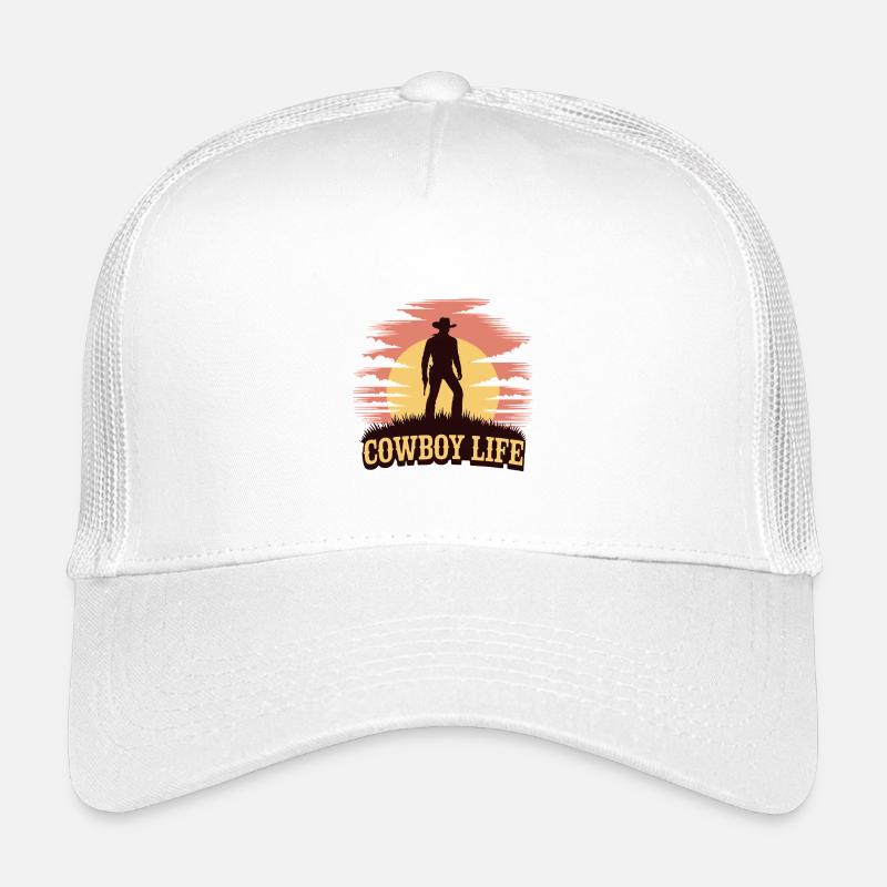 Cowboy-Leben Sonnenuntergangs-Silhouette Kinder Trucker-Cap