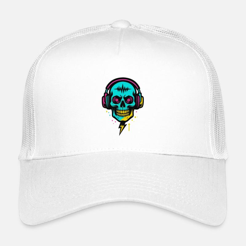 Neon Skull Kopfhörer, Dark Rave Beats Kinder Trucker-Cap
