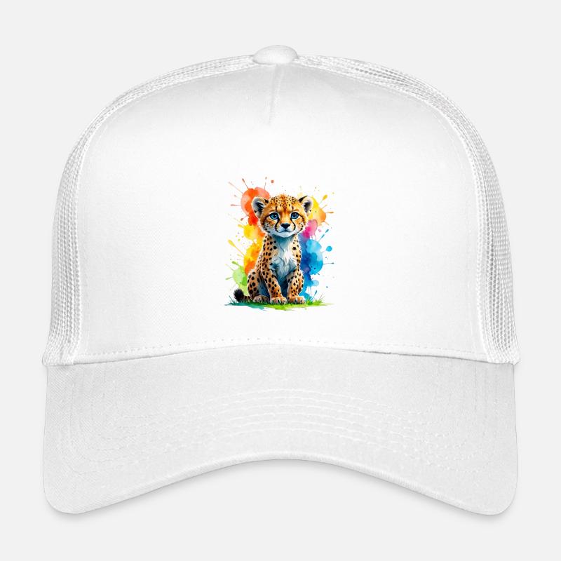 Colorful Cheetah Cub Splash Kinder Trucker-Cap