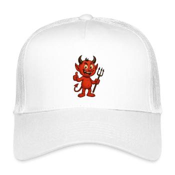 Cheerful Cartoon Devil – Funny Devil Design - Kids’ Trucker Cap - white - Front