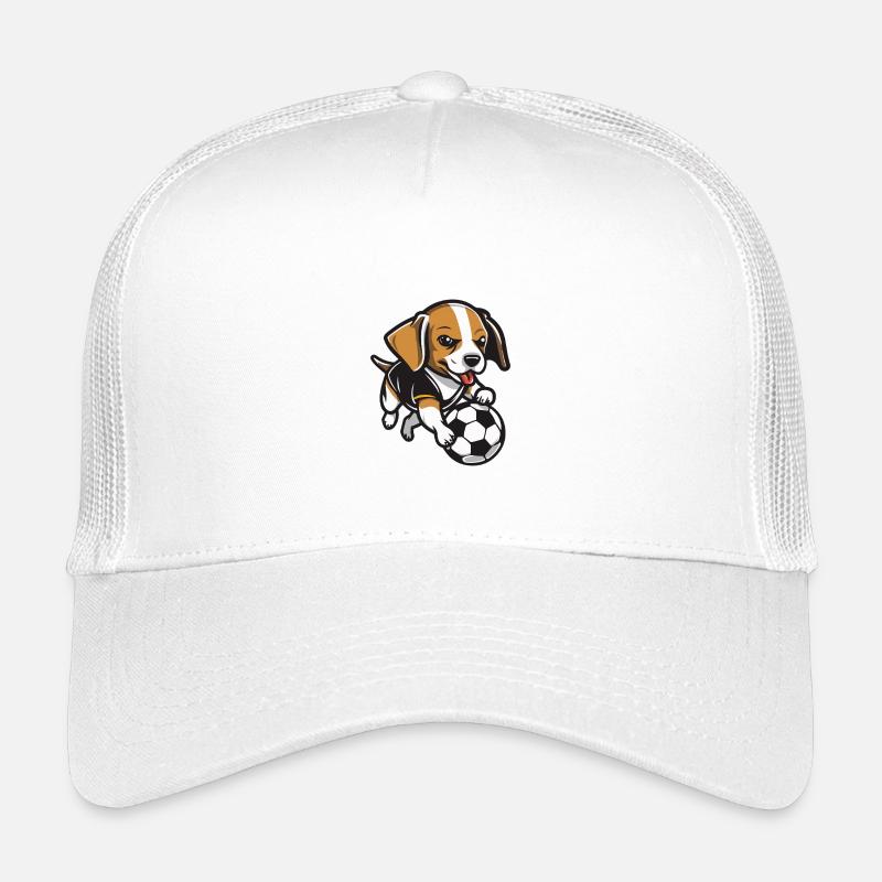 Beagle with soccer ball Kids’ Trucker Cap
