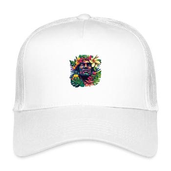 Tropical face head with floral wreath - Kids’ Trucker Cap - white - Front