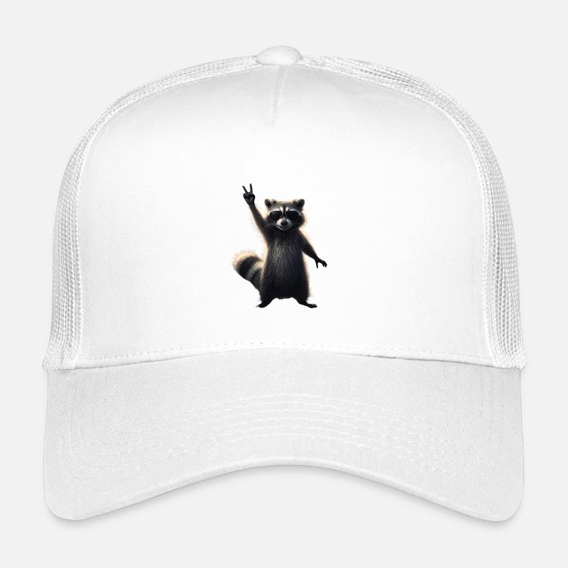 Cooler Waschbär mit Sonnenbrille Motiv - Kinder Trucker-Cap - Weiß