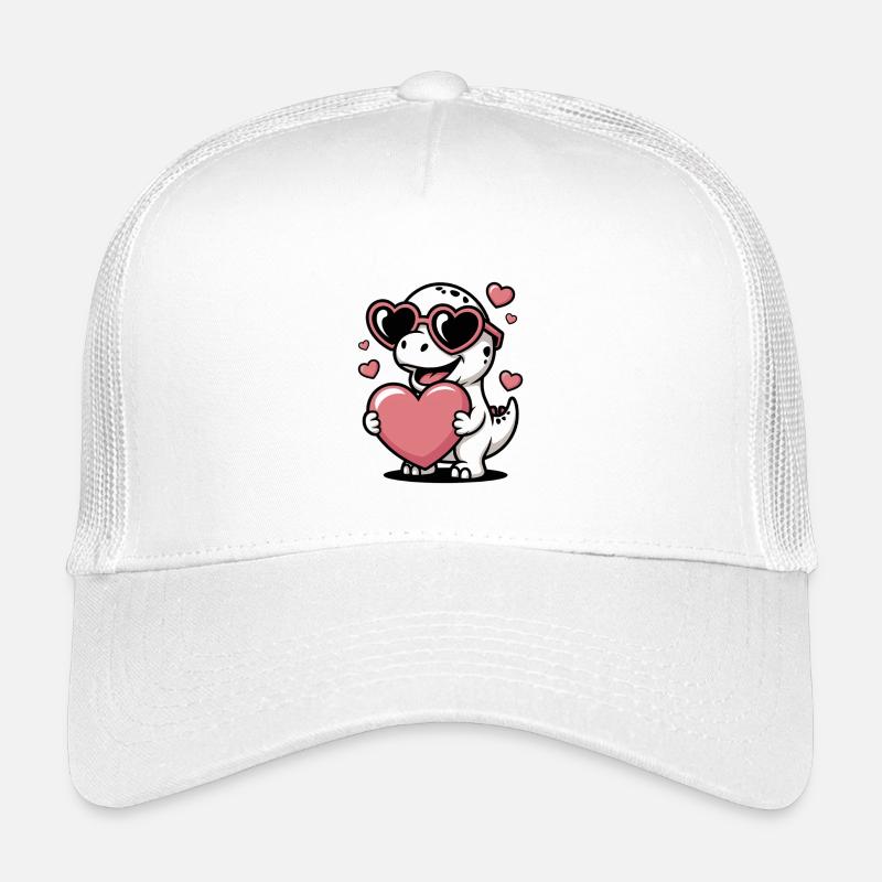 Herzbrillen-Dino voller Liebe - Kinder Trucker-Cap - Weiß