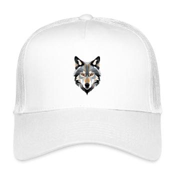 Geometrischer Wolfkopf - Kinder Trucker-Cap - Weiß - Vorne
