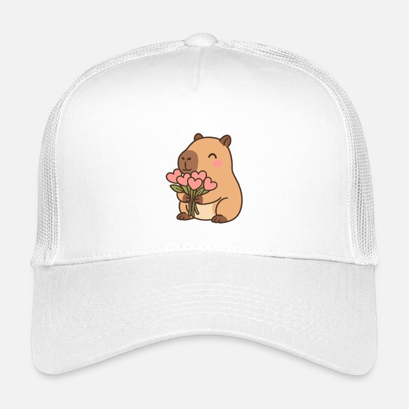 Capybara avec des fleurs en cœur – Motif de la Saint-Valentin Casquette trucker enfant