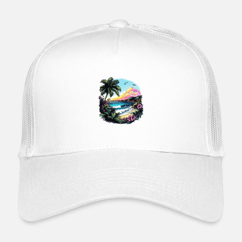 Côte tropicale au coucher du soleil Casquette trucker enfant