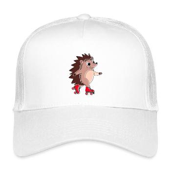 Igel auf Inlineskates – Niglo auf Inlineskates - Kinder Trucker-Cap - Weiß - Vorne