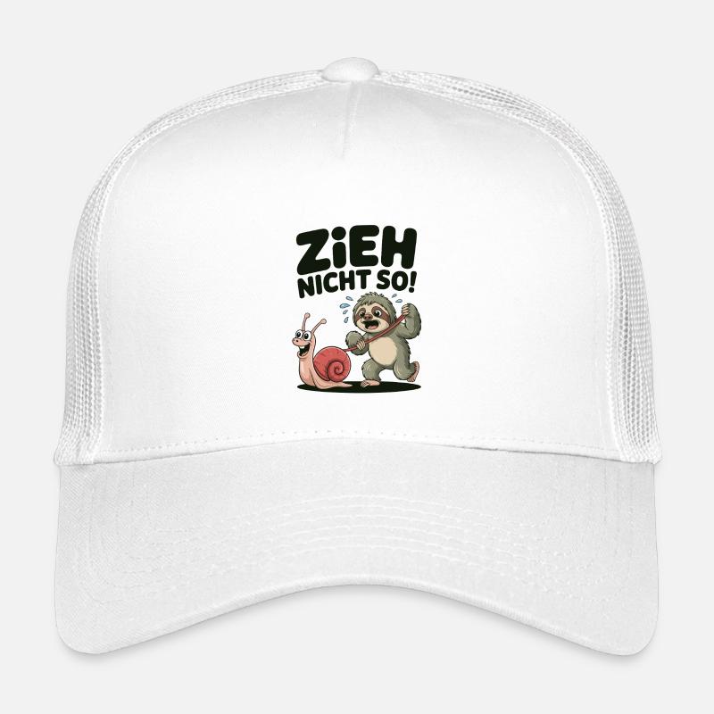 Faultier mit Schnecke, entspanntes funshirt - Kinder Trucker-Cap - Weiß