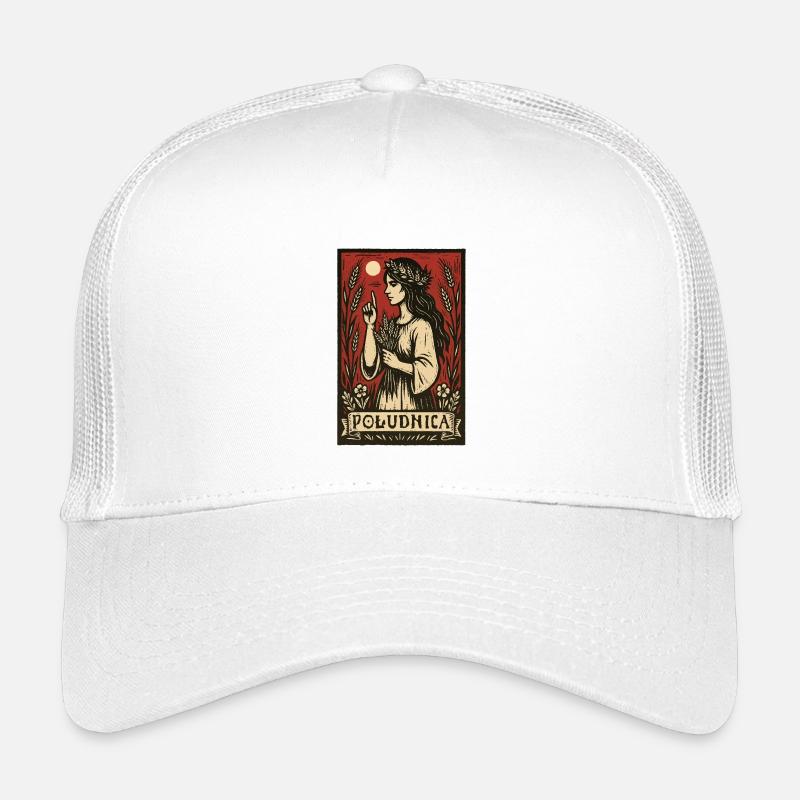 Południca Slawischer Mittagsgeist Volkskunst - Kinder Trucker-Cap - Weiß
