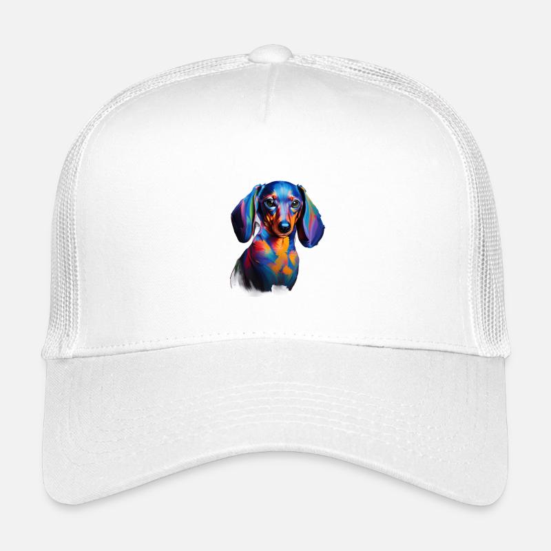Pinceau abstrait coloré de portrait de teckel Casquette trucker enfant