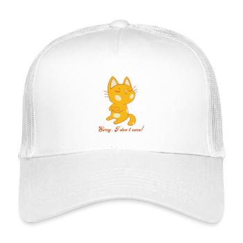 I Don't Care Funny Cat Lover - Kids’ Trucker Cap - white - Front