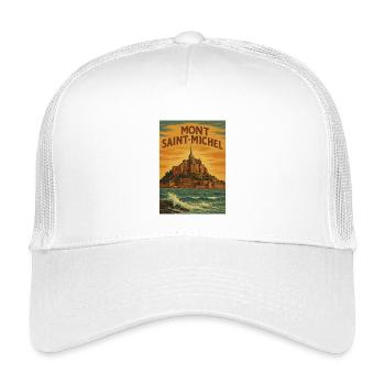 Illustration: Landschaft: Normandie: Bretagne, Frankreich - Kinder Trucker-Cap - Weiß - Vorne