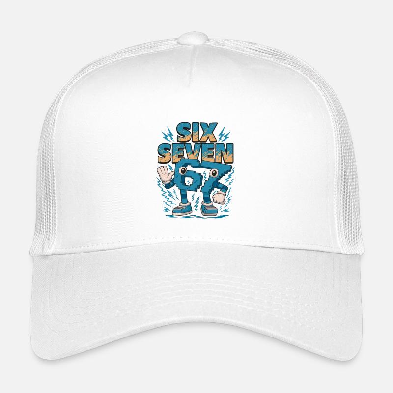 Six Seven 67 6-7 Viral Meme - Kinder Trucker-Cap - Weiß