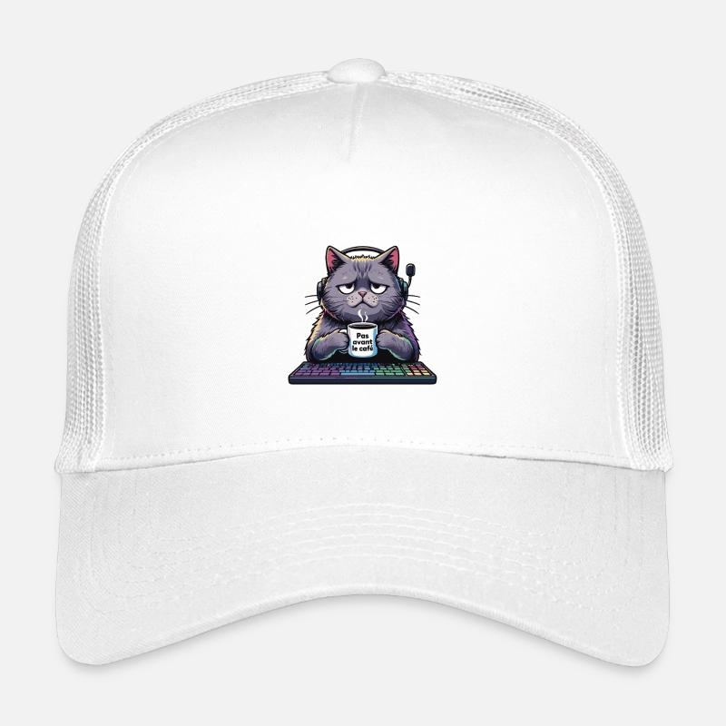 illustration d'un chat qui n'est pas matinal Casquette trucker enfant