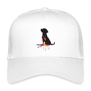 Silhouette d’un chien avec des gouttes de peinture - Casquette trucker enfant - blanc - Devant
