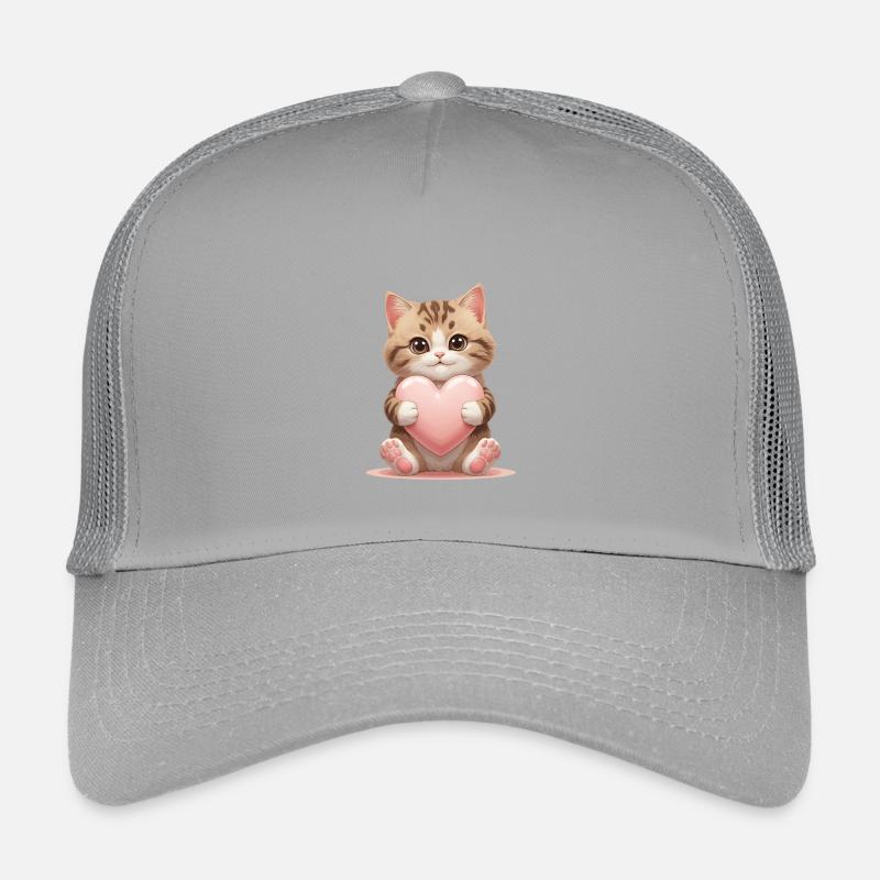 Petit chaton câlin avec du cœur Casquette trucker enfant