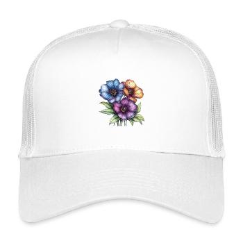 Trio des Fleurs Colorées - Casquette trucker enfant - blanc - Devant