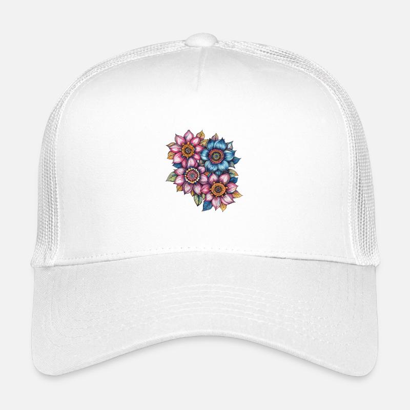Blossom Swirl Color Flowers Pattern Kids’ Trucker Cap