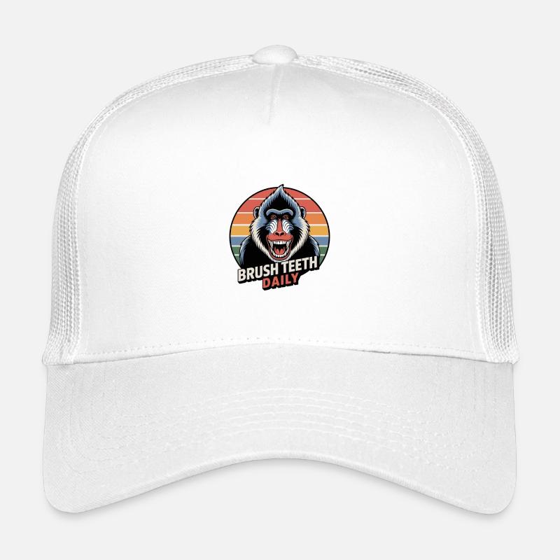 Daily Brushing Teeth Mandrill Monkey Kids’ Trucker Cap